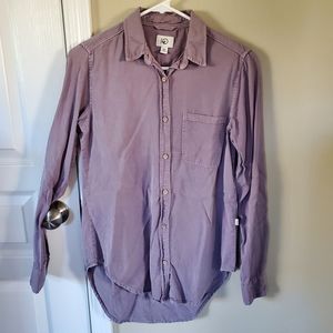 Tentree 10 Tree Womens XS Button Down Long Purple Lavender Tencel Shirt